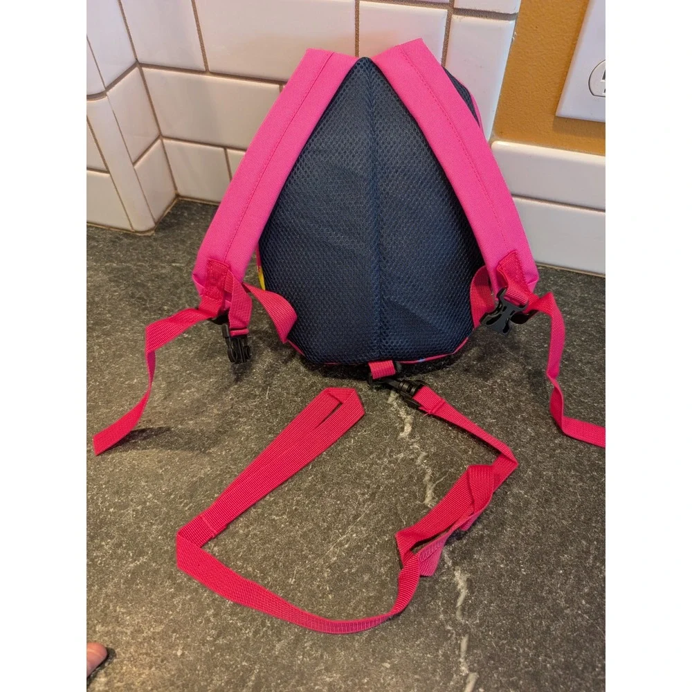 Pink Dinosaur Toddler Backpack with Detachable Safety Leash and 3D Spikes